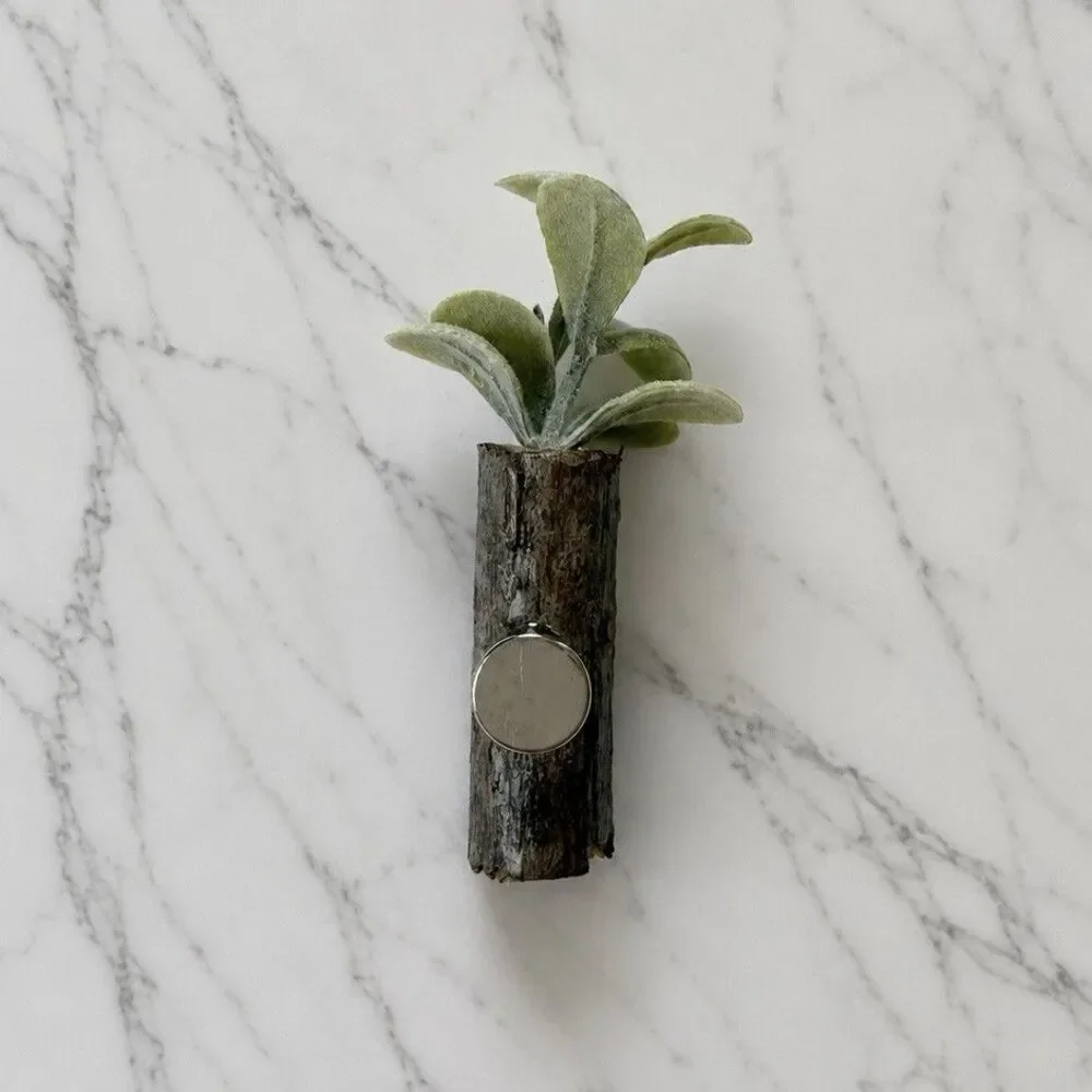 Handmade Mini White Faux Flower Magnet In Stick Vase